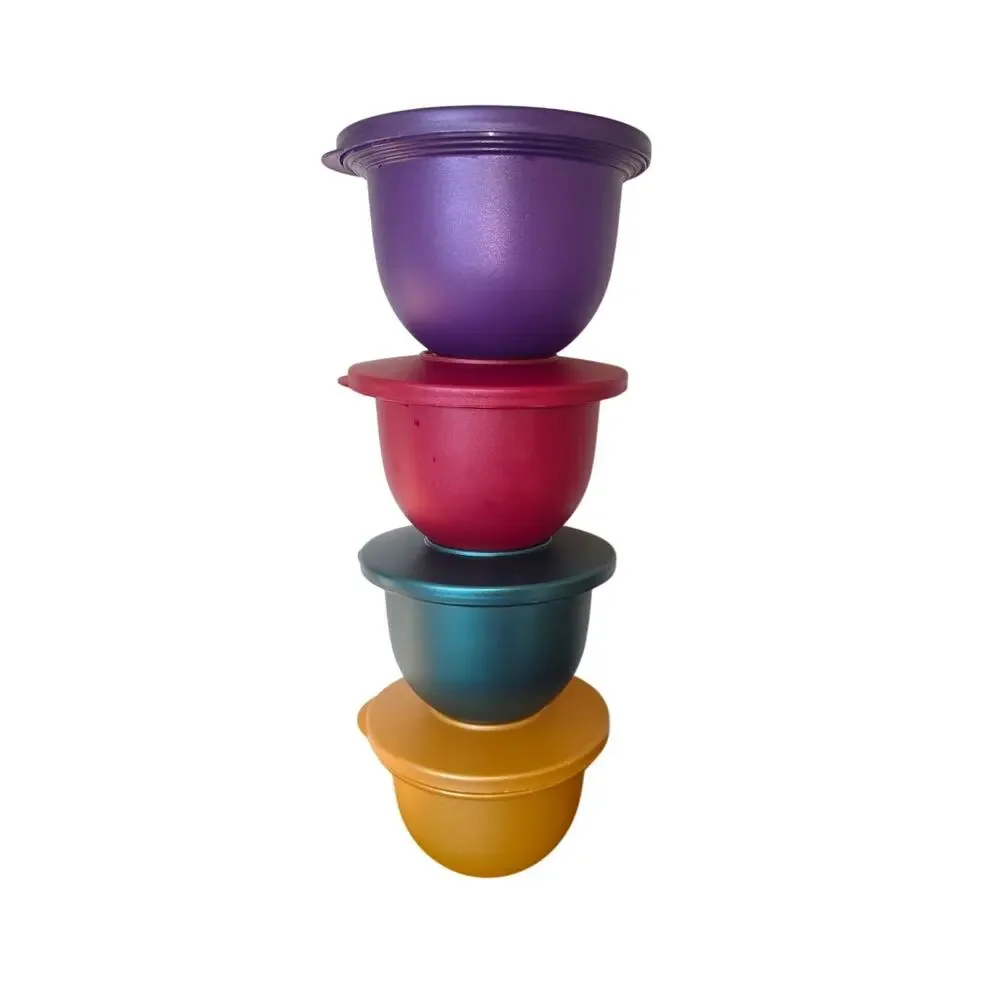 Vintage 90s Set of 4 Jewel-Tone Tupperware Containers Retro Kitchen NWOT